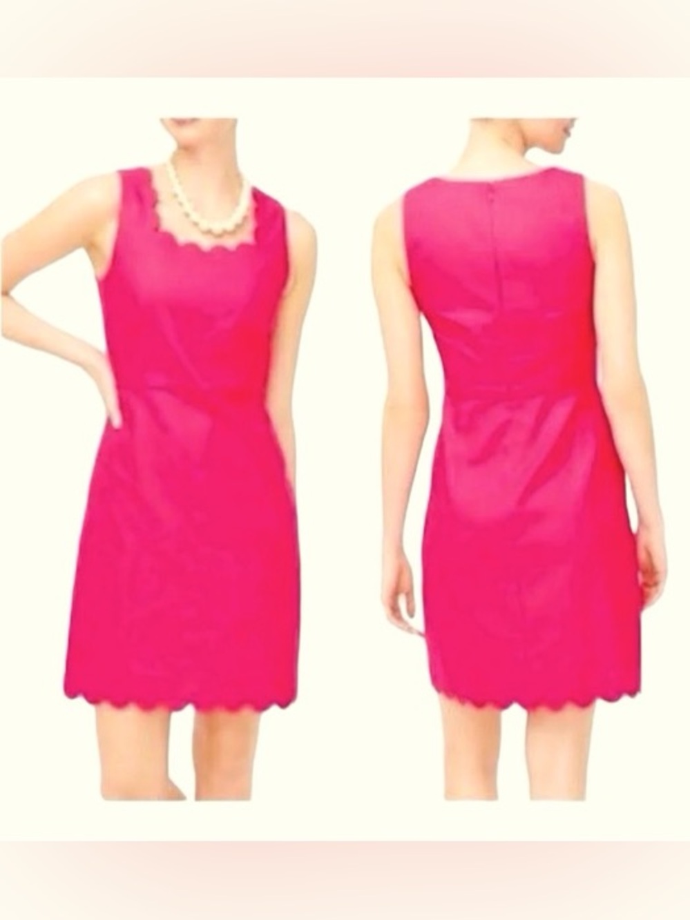 NWT J. Crew Hot Pink Scalloped Sheath Dress Size 2